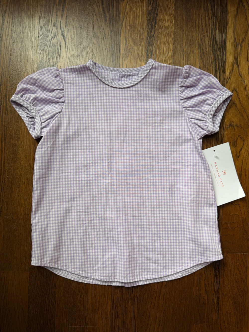 NWT Hannah Kate Lilac Gingham Puff Sleeve Top 5